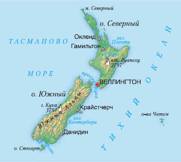 карта Новой Зеландии